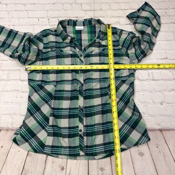 Columbia Women Long Sleeve Button Up Shirt Blouse Top Size Large Plaid M135 -1 - Picture 2 of 13
